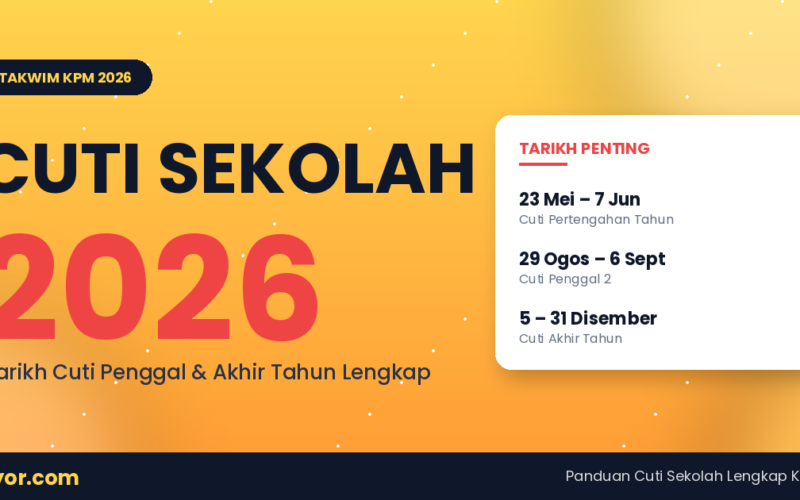 Cuti Sekolah 2026 KPM — Tarikh Penuh Cuti Penggal, Cuti Perayaan & Cuti Akhir Tahun (Kumpulan A & B)