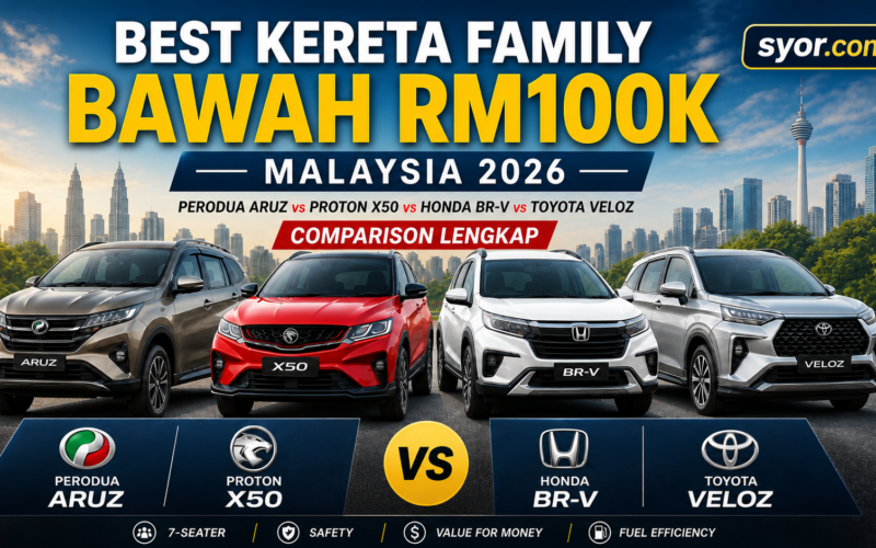 Best Kereta Family Bawah RM100K Malaysia 2026: Perodua Aruz vs Proton X50 vs Honda BR-V vs Toyota Veloz β Comparison Lengkap
