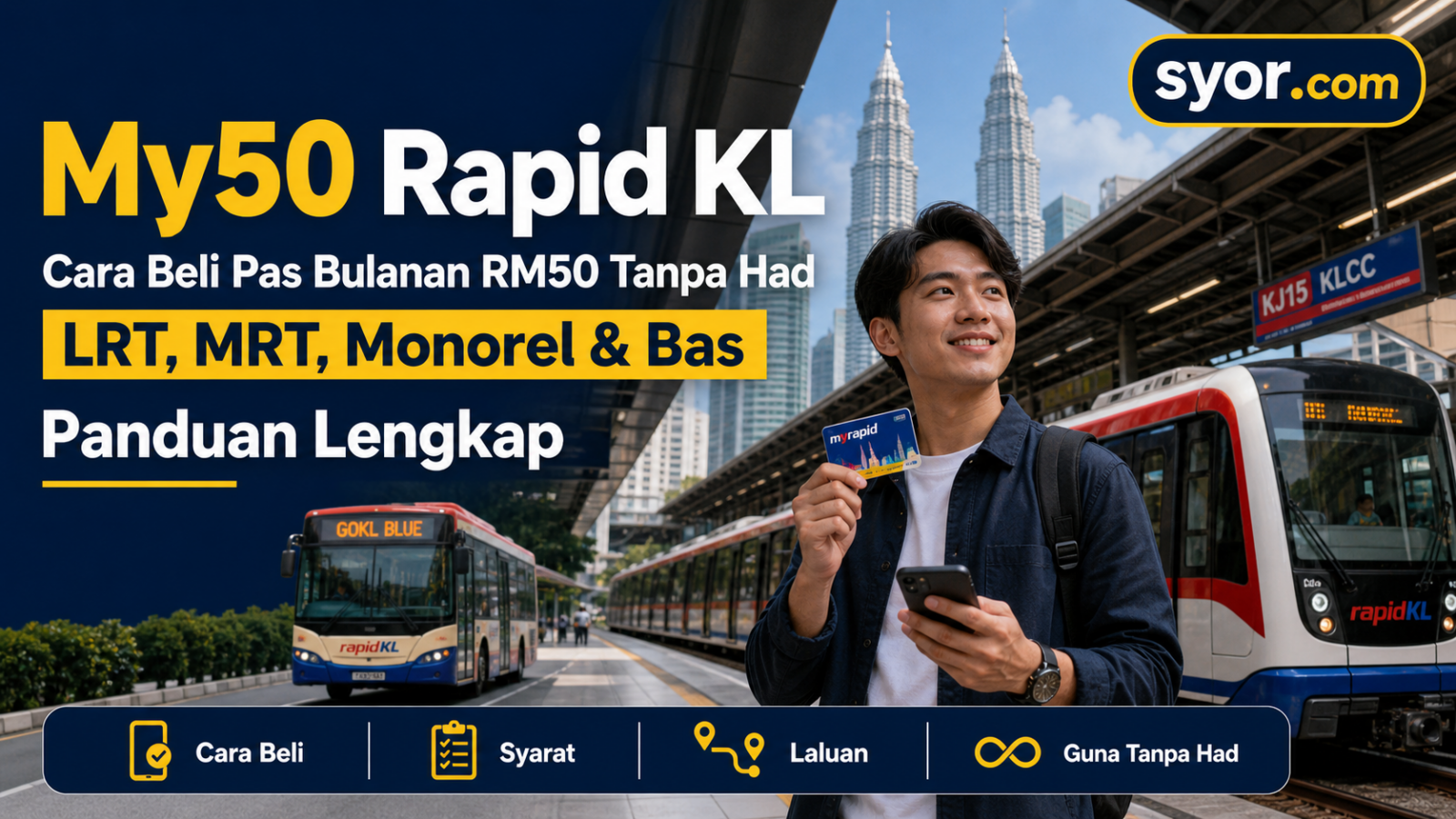 My50 Rapid KL: Cara Beli Pas Bulanan RM50 Tanpa Had LRT, MRT, Monorel & Bas — Panduan Lengkap