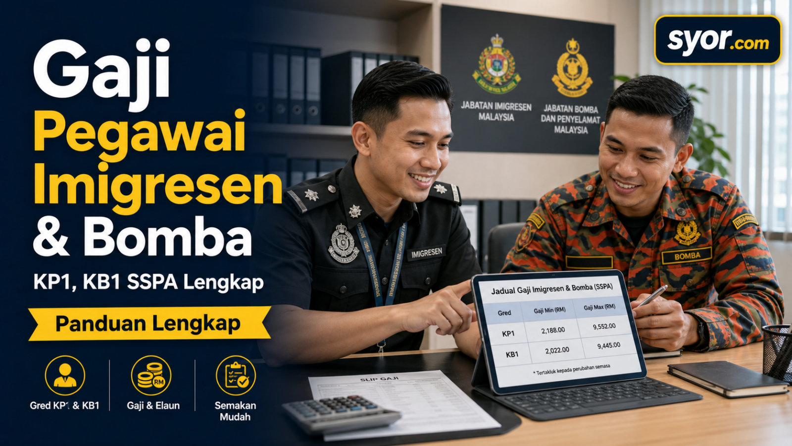 Gaji Pegawai Imigresen & Bomba — KP1, KB1 SSPA Lengkap